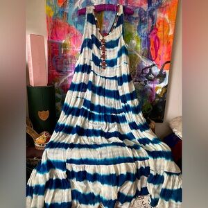 Summer FREE PEOPLE Tie Die Gauze Maxi Dress Beach Pool Cover Up Vacation Dream💖